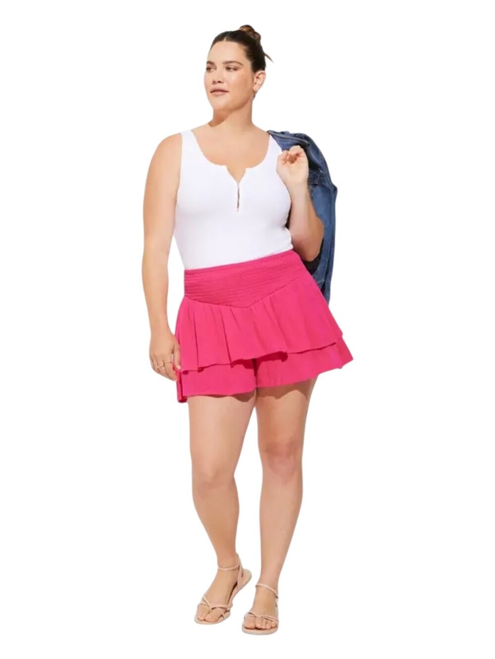 Torrid 3 3.5 Inch Pull-On Washable Gauze Smocked Ruffle Short 3X